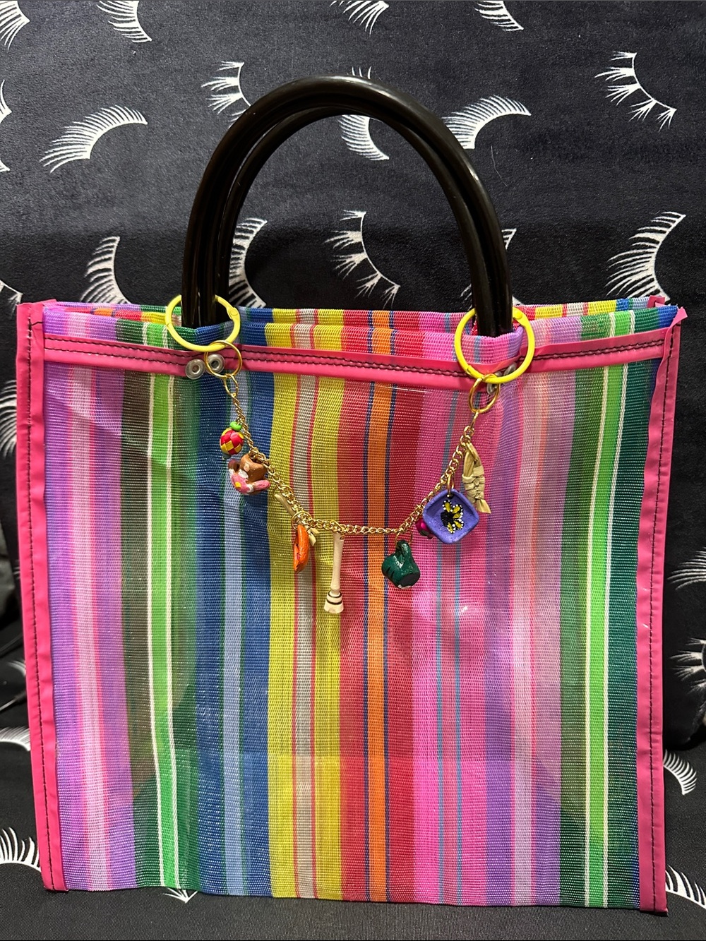 Mercado bag Tote Bag with Charms and mini bag keychain